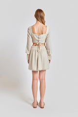 Venice Loose Fit Elastic Waist Mini Shorts - Beige