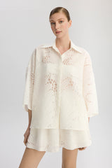 Victoria Oversize Long Fit Shirt - White