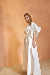 Portofino Wavy Sleeve Long Dress - White