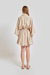 Valencia Oversize Fit Open Neck Short Jumpsuit - Beige