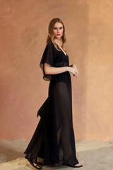 Ibiza V Neck Long Dress - Black