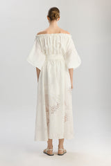Victoria Wavy Sleeves Dress - White