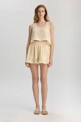 Tulum Loose Fit Sleevless Tank Top - Beige