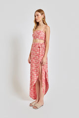 Palermo Side Slit Long Pareo Skirt -Red