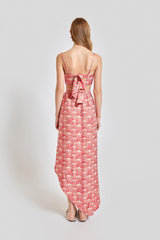 Palermo Side Slit Long Pareo Skirt -Red