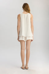 Soho Loose Fit Elastic Waist Line Shorts - White