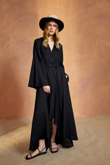 Monte Carlo Loose Fit V Neck Long Dress - Black