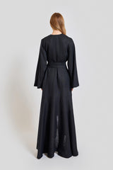 Monte Carlo Loose Fit V Neck Long Dress - Black