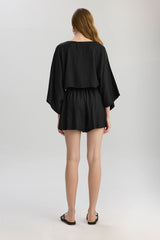Soho Loose Fit Elastic Waist Line Shorts - Black