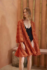 Capri Relaxed Fit Long Sleeve Caftan - Brick