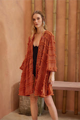 Capri Relaxed Fit Long Sleeve Caftan - Brick