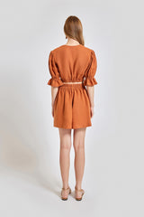 Marrakesh Loose Fit Elastic Waist Shorts - Brick