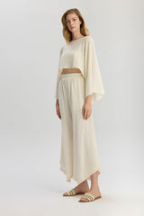Rio Loose Fit Long Sleeve Blouse - Beige