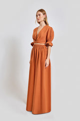 Marrakesh Loose Fit Elastic Waist Long Pants - Brick