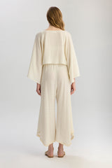 Rio Loose Fit Long Sleeve Blouse - Beige