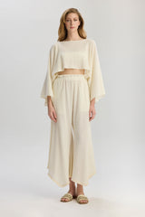Rio Loose Fit Long Sleeve Blouse - Beige