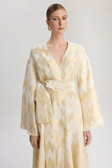 Madrid Loose Fit V Neck Long Dress - Gold
