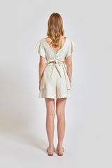 Lisbon Loose Fit Inserted Belt Shorts - Cream