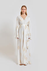 Larissa Loose Fit V Neck Long Dress - White