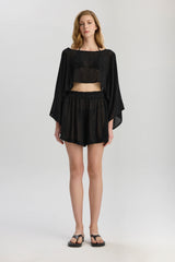 Carmen Loose Fit Elastic Waist Shorts - Black