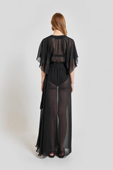 Ibiza V Neck Long Dress - Black