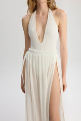 Carmen Side Tie Pareo Skirt - White