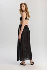 Carmen Side Tie Pareo Skirt - Black