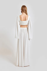 Amalfi Relaxed Fit Oval Neck Crop Top - White