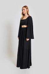 Amalfi Relaxed Fit Oval Neck Crop Top - Black