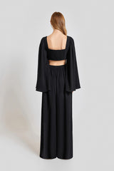 Amalfi Relaxed Fit Oval Neck Crop Top - Black
