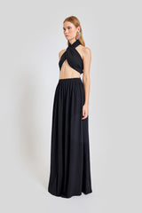 Amalfi Cross Neck Bustier Top - Black