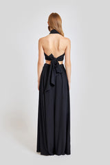 Amalfi Cross Neck Bustier Top - Black