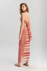 Aruba Crossed Wrap Style Bustier Top - Red