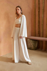 Amalfi Relaxed Fit Oval Neck Crop Top - White