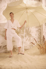 Tokyo Short Sleeve V Neck Crop Jacket - White