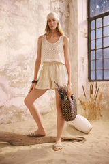 Tulum Loose Fit Sleevless Tank Top - Beige