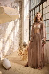 Carmen Loose Fit Long Sleeve Kimono Top - Cinnamon