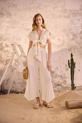 Rio Elastic Waist Long Pants - Beige