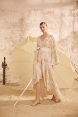 Madrid Loose Fit V Neck Long Dress - Gold