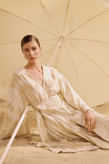 Madrid Loose Fit V Neck Long Dress - Gold