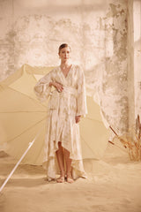 Madrid Loose Fit V Neck Long Dress - Gold