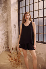 Soho Loose Fit Longline Tank Top - Black
