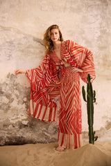 Aruba Front Tie Long Sleeve Top - Red