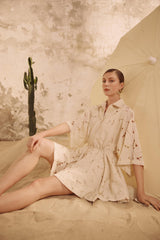 Rome Oversized Short Jumpsuit - Beige