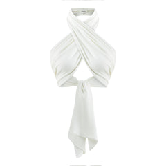Amalfi Cross Neck Bustier Top - White