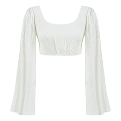 Amalfi Relaxed Fit Oval Neck Crop Top - White