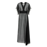 Ibiza V Neck Long Dress - Black