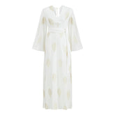 Larissa Loose Fit V Neck Long Dress - White