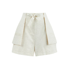 Lisbon Loose Fit Inserted Belt Shorts - Cream