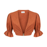 Marrakesh Puff Sleeve Crop Top - Brick